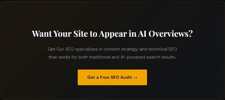 AI-powered SEO overview banner promoting content strategy and technical SEO services.